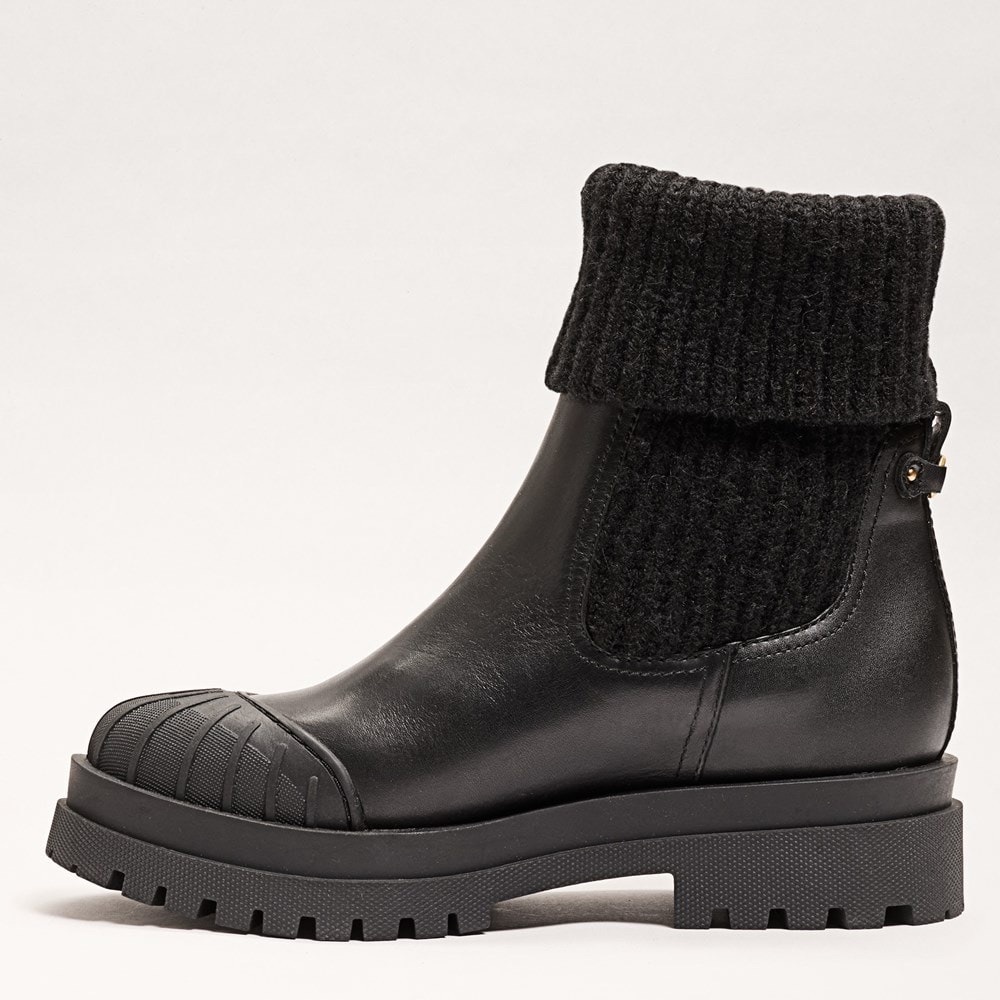 Sam Edelman Steele Knit Chelsea Black Leather Ankle Boots - Picture 3 of 9